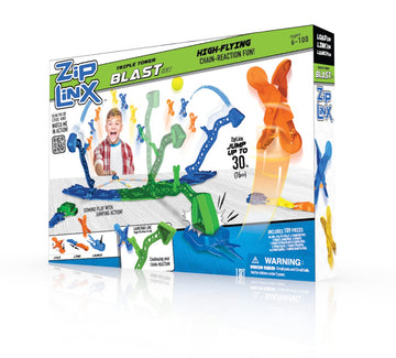 Zip Linx ZipLinx Jumping Domino Action - Triple Tower Blast | Chain Reaction Game - Create Unlimited Designs | Includes 40, 6 Hi-Fly Balls, 3