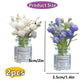 2 Pieces Realistic Miniature Flower Vases with White and Blue Jasmine - Handmade 1:6/1:8 Scale Dollhouse Accessories, Fairy Garden Ornaments, DIY