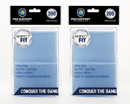 Pro Support 400 Premium Ultra Clear Standard Size Card Sleeves. Perfect for Double-sleeving and Compatible with Pokemon Cards and Magic The Gathering
