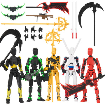 Flsuntlyu T 13 Action Figure Set: 5-Pack - A Collection of Pre-Assembled, Vibrantly Multi-Colored T 13 Figures, Complete with Laser Sabers