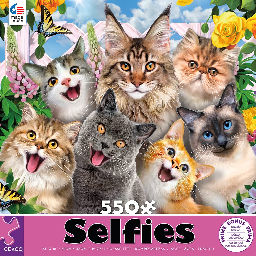 Ceaco - Selfies - Feline Friends - 550 Piece Jigsaw Puzzle