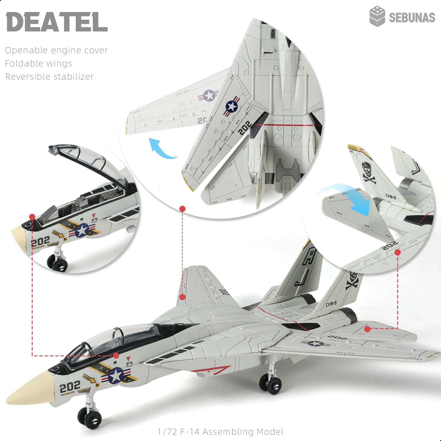 SEBUNAS F-14 Tomcat 3D Quick Build Model Kit - Fighter Jet Aircraft Puzzle, Precision DIY Military Aircraft Building Kit for Adults, Collectible