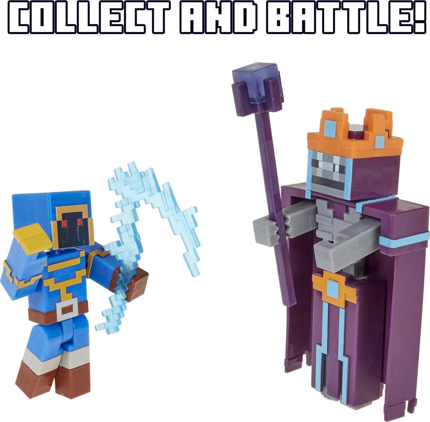 Minecraft Dungeons 3.25" 2-Pk, Arch Illager & Redstone Golem Battle Figures, Great for Playing, Trading, and Collecting, Action and Battle Toy
