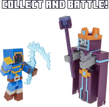 Minecraft Dungeons 3.25" 2-Pk, Arch Illager & Redstone Golem Battle Figures, Great for Playing, Trading, and Collecting, Action and Battle Toy