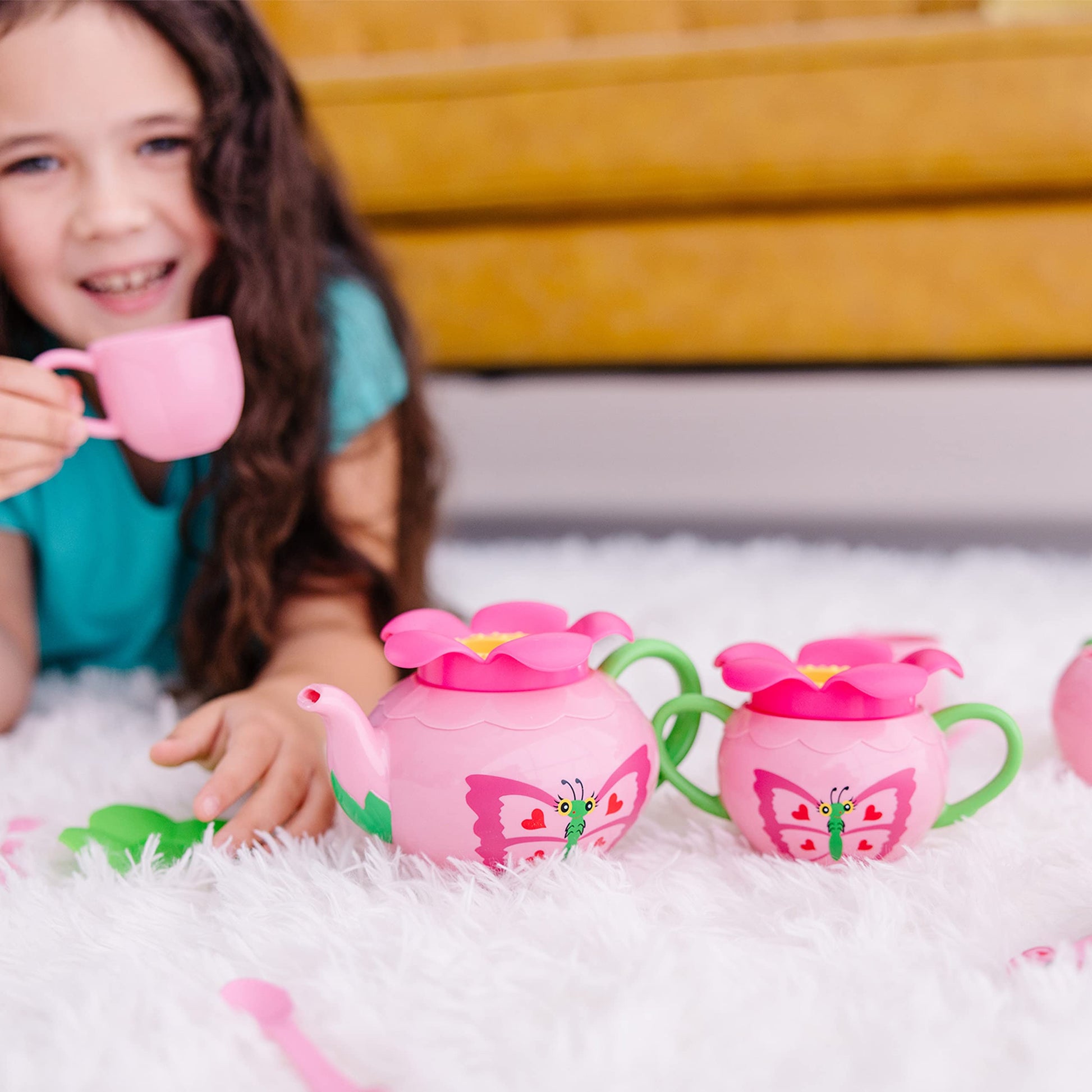 Melissa & Doug Butterfly Tea Set (15 pcs) - Play Food Accessories