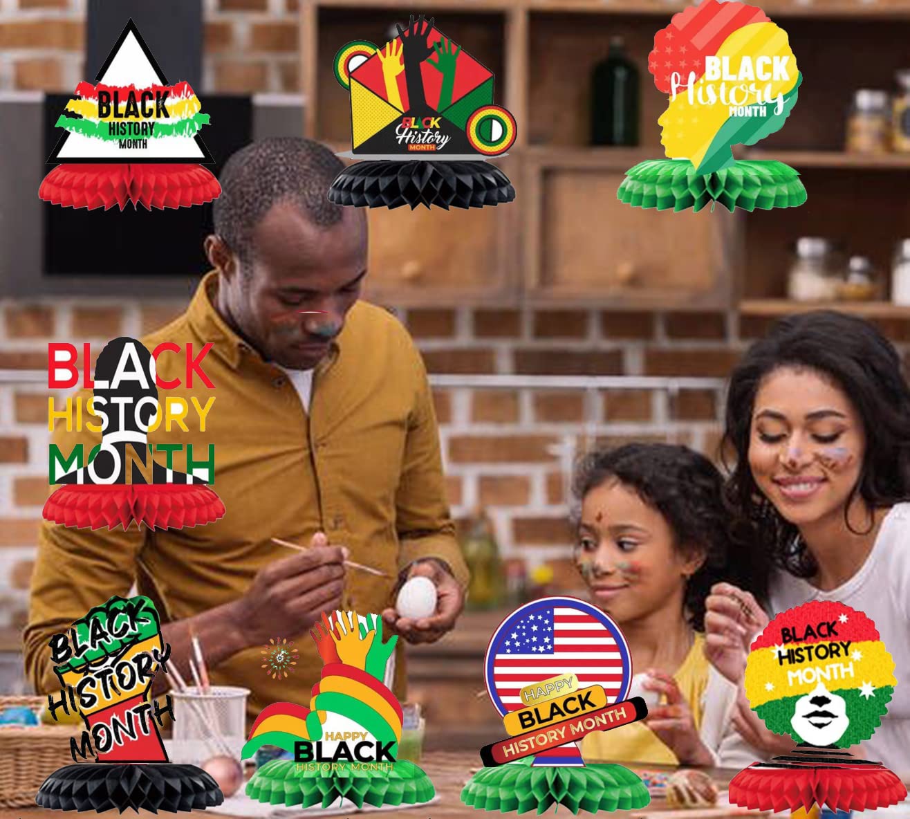 Black History Month Party Honeycomb Centerpieces For African American Table Decorations,African American History Celebration Centerpieces Party