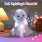 Houwsbaby 12'' White Musical Light Up Cat Stuffed Animal Kitty Plush Toy Singing LED Glowing Cat Plush Toy Christmas Festival Birthday Presents