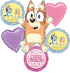 Bingo and Bluey Girl Birthday Party Supplies Foil Balloon Bouquet Decorations 6pc