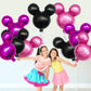 9Pcs Pink Mouse Party Foil Balloons, 27” Black, Rose Red, Pink Balloons, Cartoon Mouse Party, Baby Party, Girl Party, Kids Birthday Theme Party