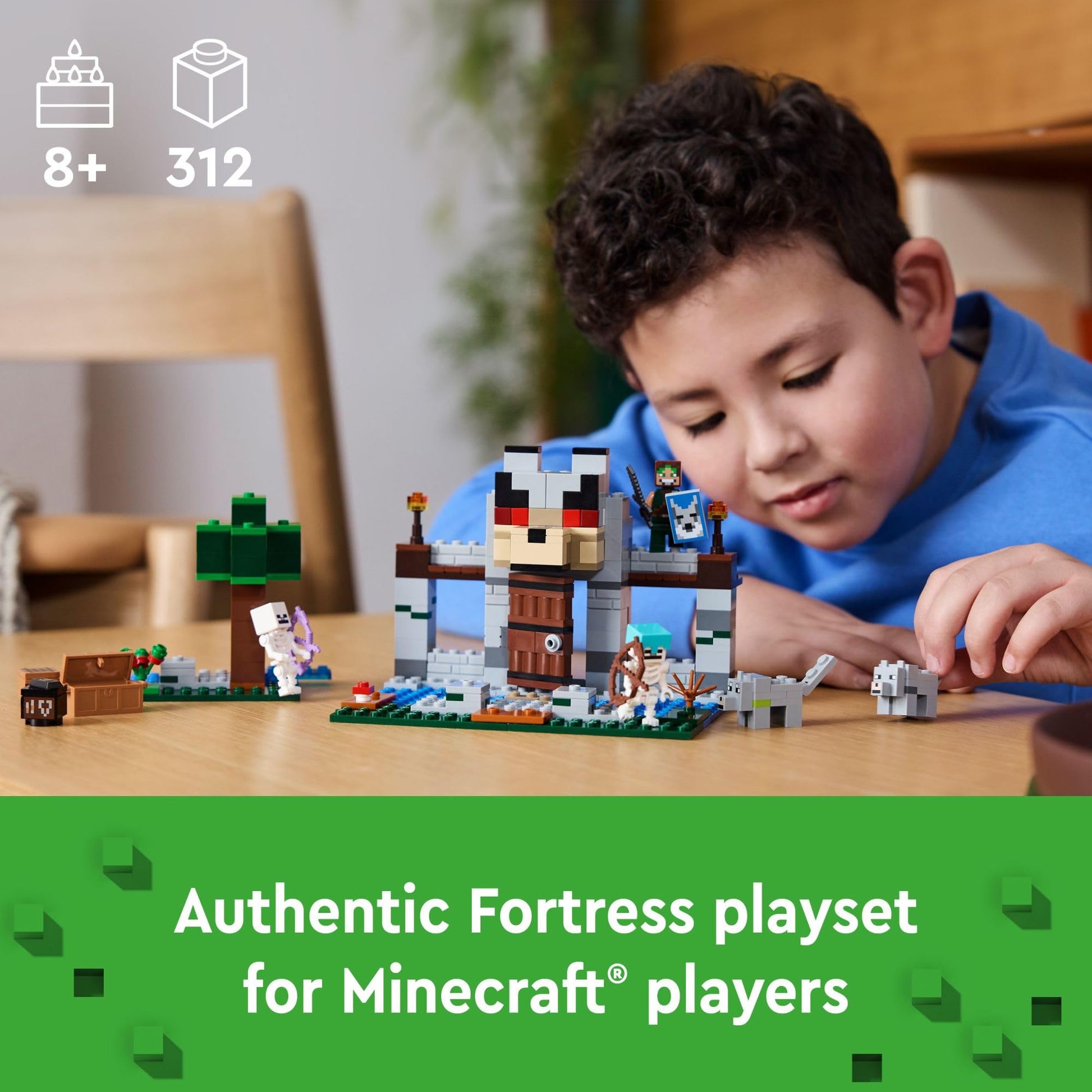 LEGO Minecraft The Wolf Stronghold Fortress Playset, Video Game Toy for Boys and Girls, Action Packed Castle Building Set with Minifigures, Minecraft
