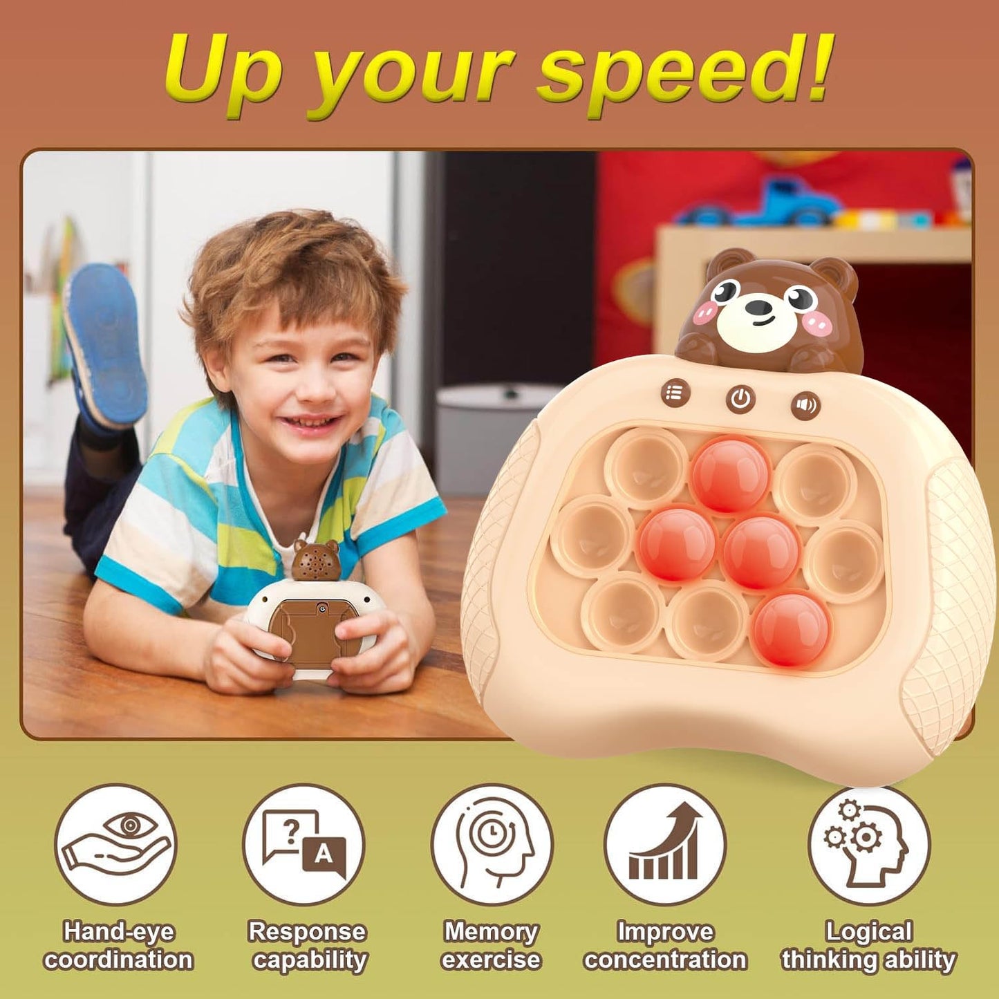 Quick Push Game Christmas Fidget Toys for Kids Adults, Handheld Speed Pushing Game Machine, Push Bubble Stress Toy, A Fun Multiplayer Game for Family
