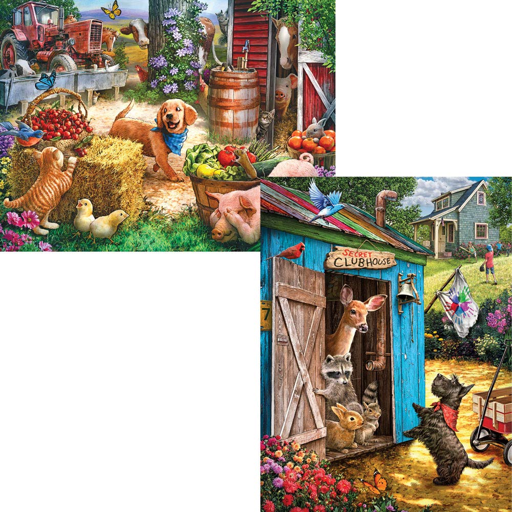 Bits and Pieces - Value Set of Two 500 Piece Jigsaw Puzzles for Adults - Hide and Seek, What’s The Password Jigsaw Puzzles by Artist Larry Jones
