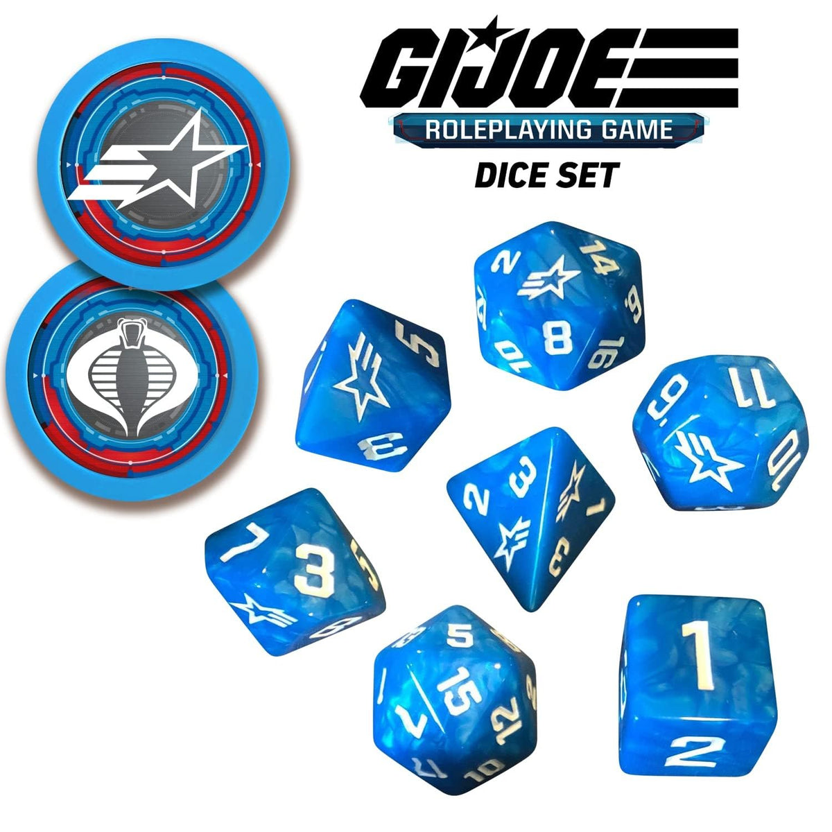 Renegade Game Studios G.I. Joe RPG Dice Set, 8-Piece Polyhedral Tabletop