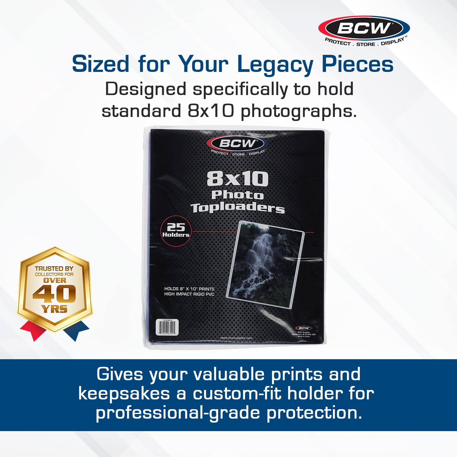 BCW 8x10 Toploader Holder - 25 Count | Rigid PVC, Non-Toxic, Crystal Clear Photocard Sleeves| 8x10 Plastic Sleeves for Prints | Hard Plastic Top