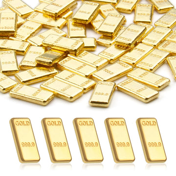 100PCS Tiny Fake Gold Bar for Crafts and Dollhouse Miniatures, Shiny Novelty Item for Fairy Garden, Micro Landscaping, Christmas, and Chinese New Year