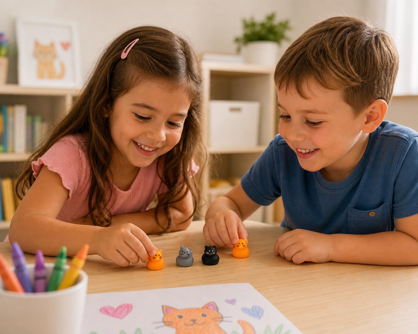 Fun Express 24-Piece Micro Cat Rubber Ducks - Tiny 0.5" Kawaii Mini Duckies for Jeep Ducking, Party Favors, and Classroom Rewards - Bulk Vinyl Kitty