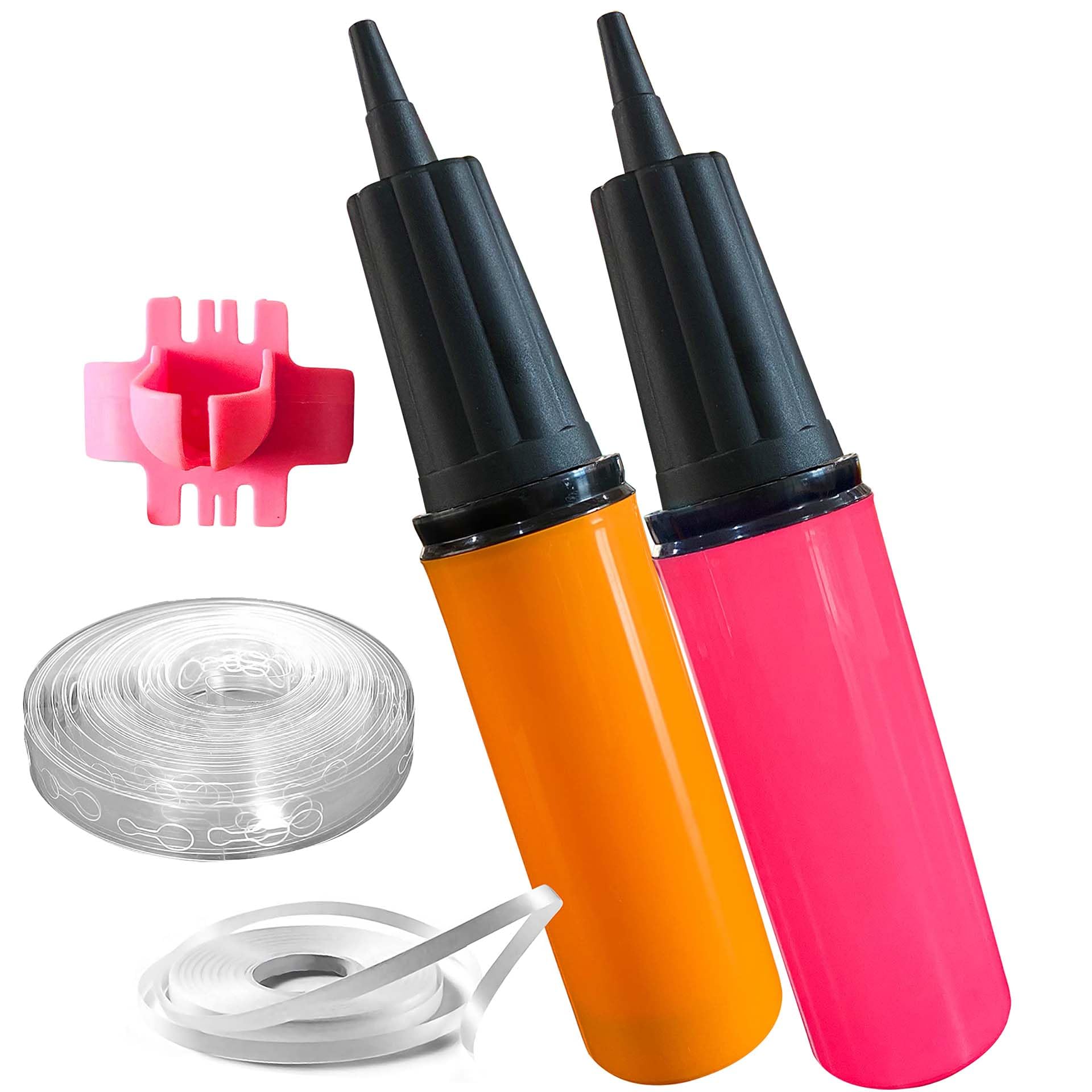 Hand Pump-Balloon Inflator & Kit - 2 Hand Air Pump for Balloons & Garland - Tie Tool, String & Tape for Birthday Party Decorations, Portable Air Pump