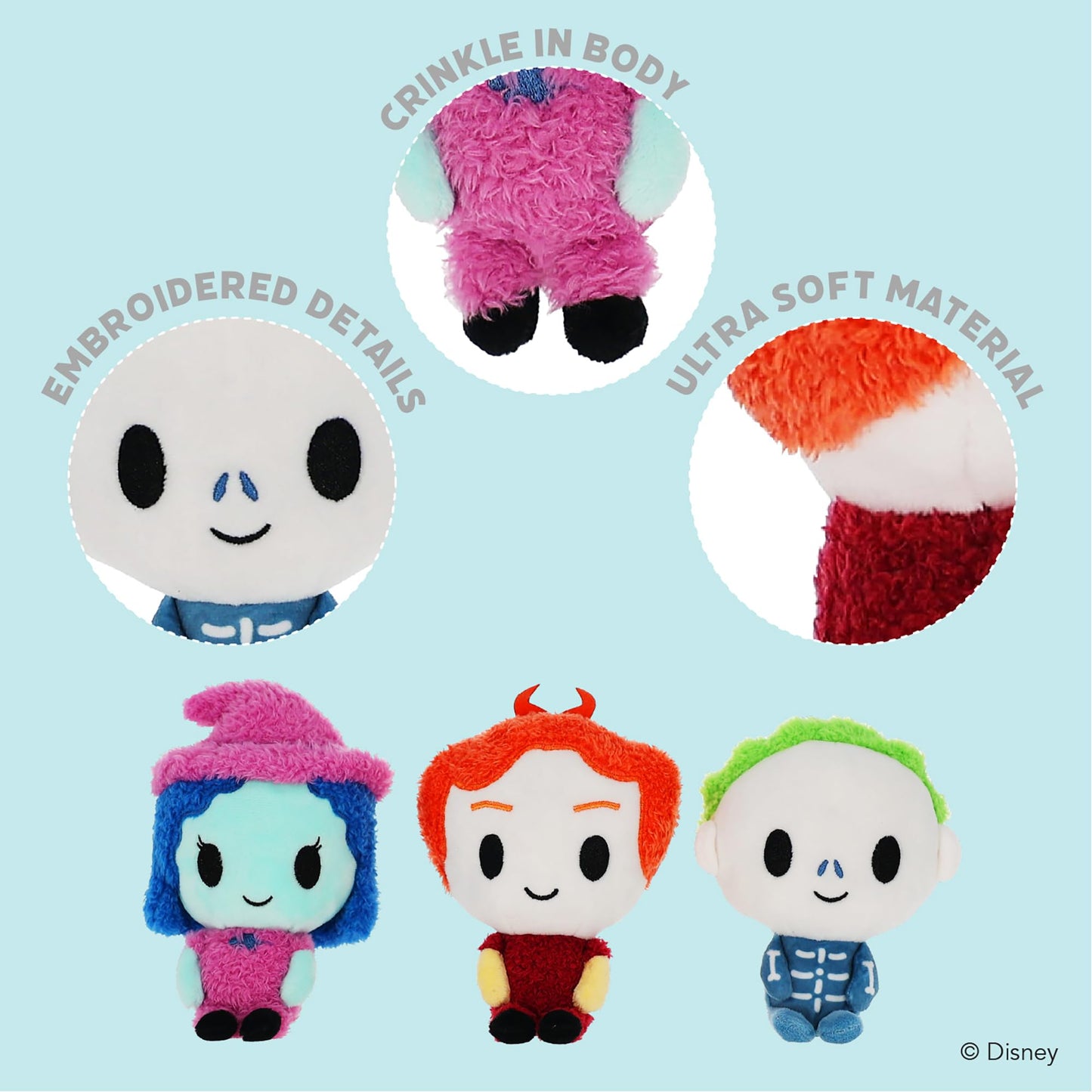 Kids Preferred Disney Baby Nightmare Before Christmas 3 Pack - Lock, Shock, & Barrel Stuffed Animal Plush Toy Set - Great for Babies and Toddlers