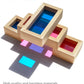 JOLKID Wooden Building Blocks with Rainbow Acrylic Windows - 24pc Classic Montessori Stacking Set - Screen-Free Educational STEM Construction Toys