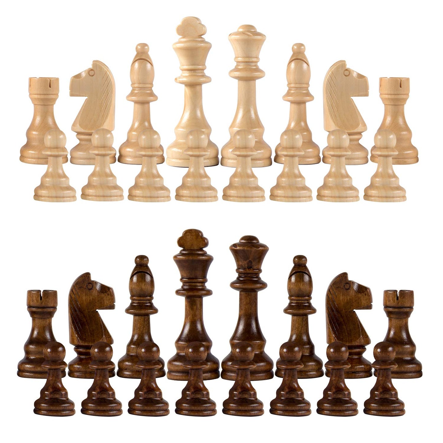 AMEROUS Chess Pieces Only, Wooden Hand Carved Tournament Chessmen with 4.12" Inches King, 2 Storage Bags for Chess Board Game, Replacement of Missing