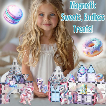 Little Pi Unicorn Toys for Girls Age 4-6 - Unicorn Magnetic Tiles Frozen Toys for Girls Age 4-7 - 3 Year Old Girl Gifts 4 Year Old Girl Birthday Gifts