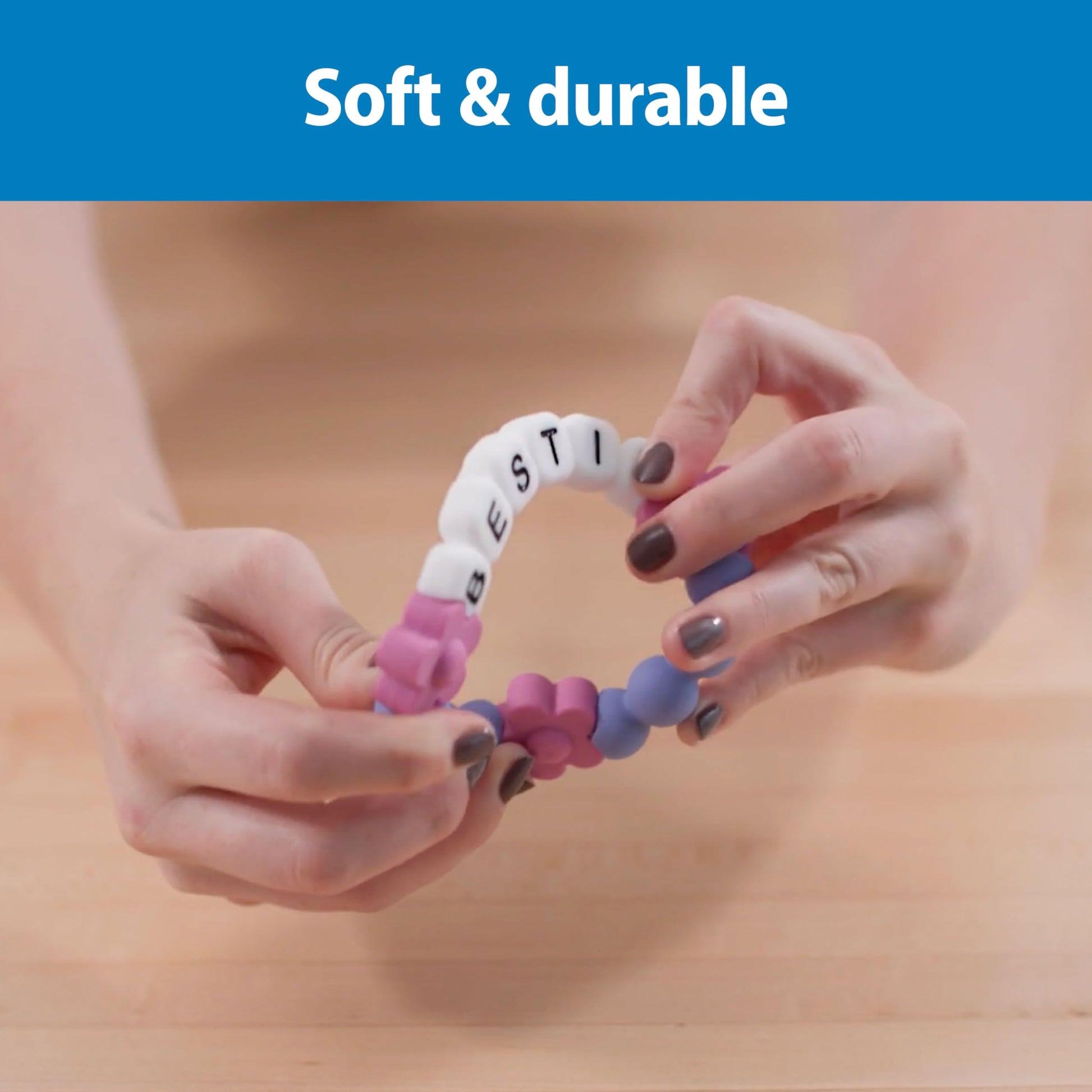 Dr. Brown's Best Friends Teething Ring, 100% Silicone Massaging Teether Toy, Pink and Purple, BPA-Free, 3m+