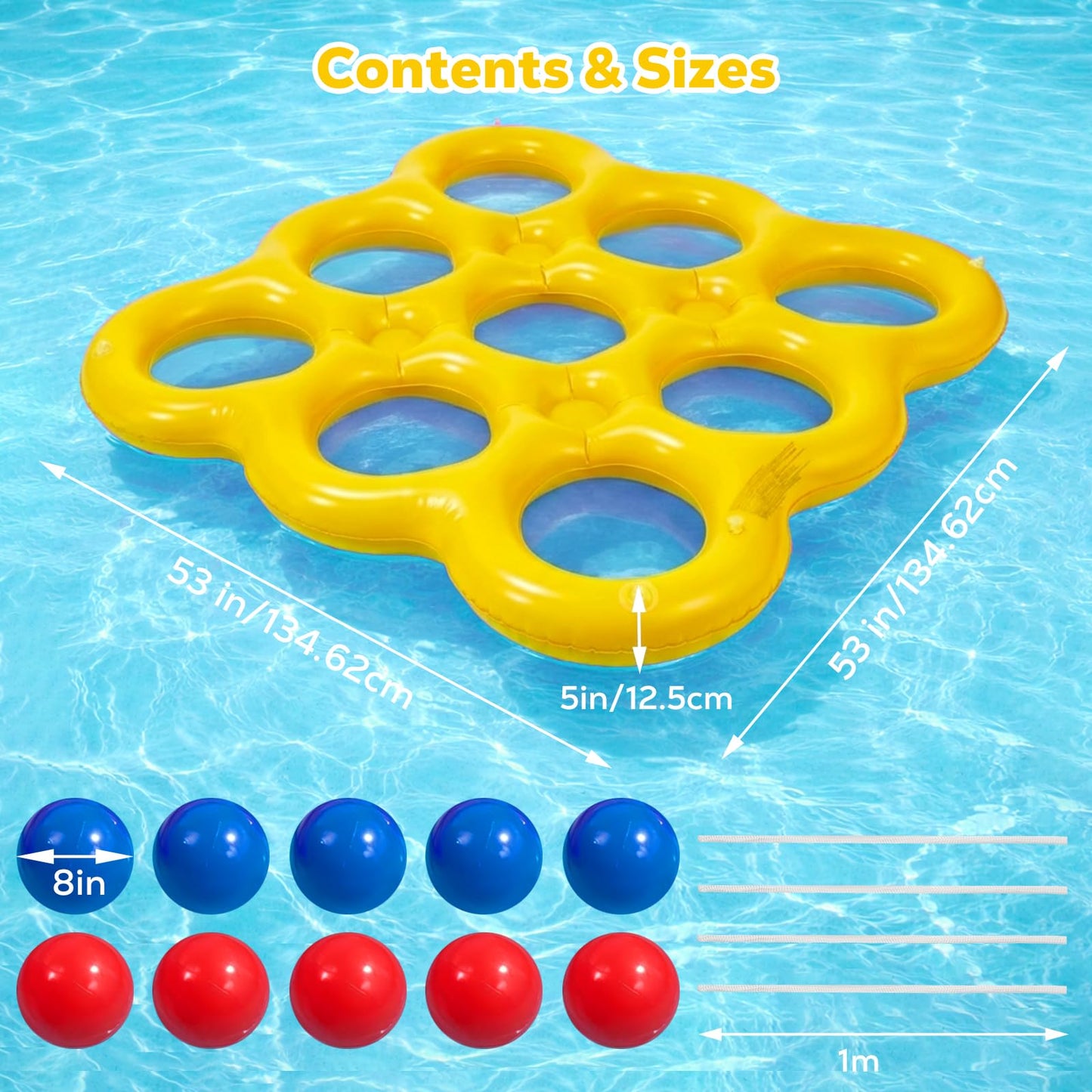 MoKo Tic-Tac-Toe Pool Game Set, Inflatable Water Toys with 10 Balls