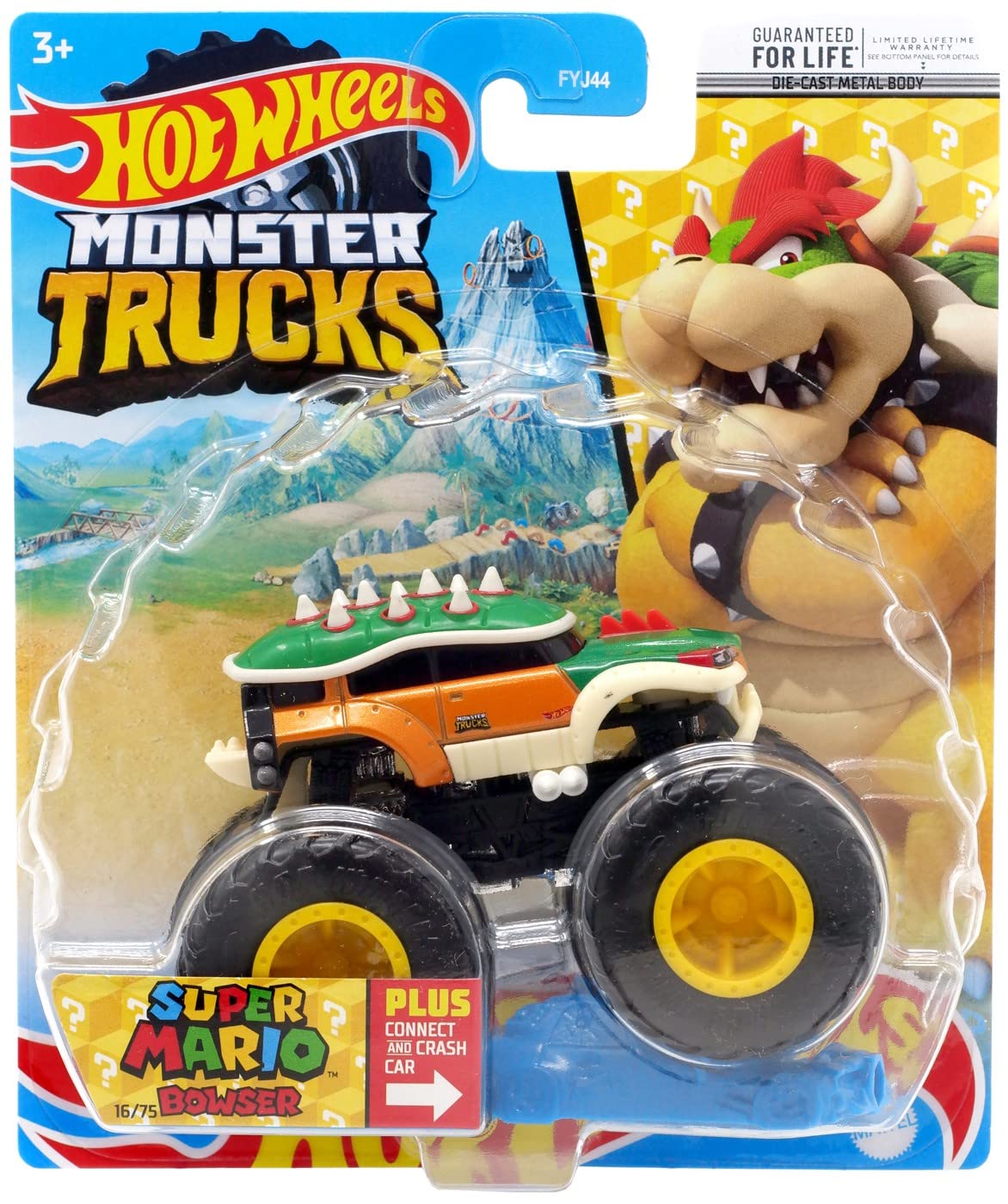 Hot Wheels Monster Trucks Super Mario Bowser - Connect and Crash Car