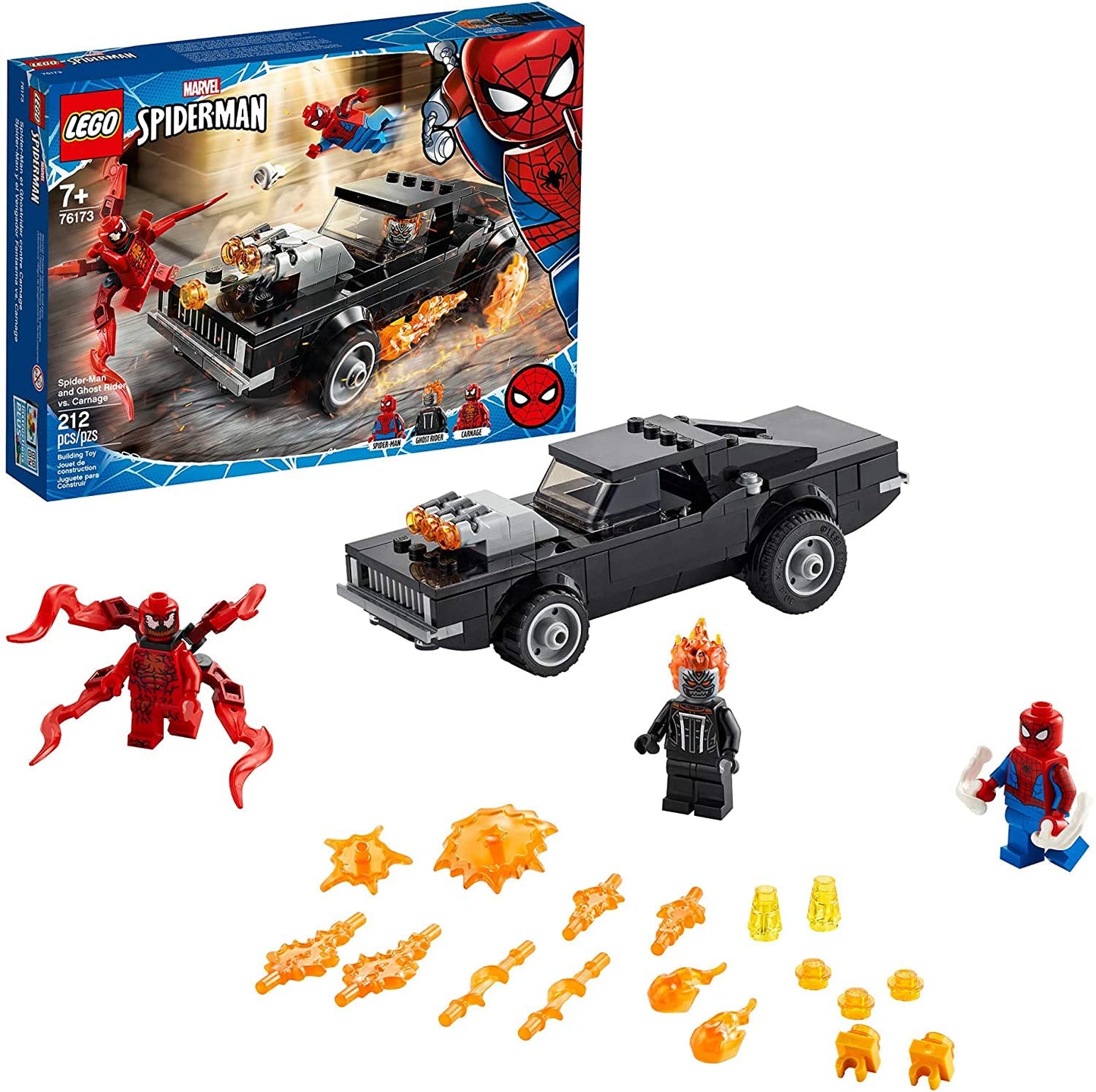 LEGO Marvel Spider-Man: Spider-Man and Ghost Rider vs. Carnage 76173 Collectible Building Toy for Kids, New 2021 (212 Pieces), Multicolor