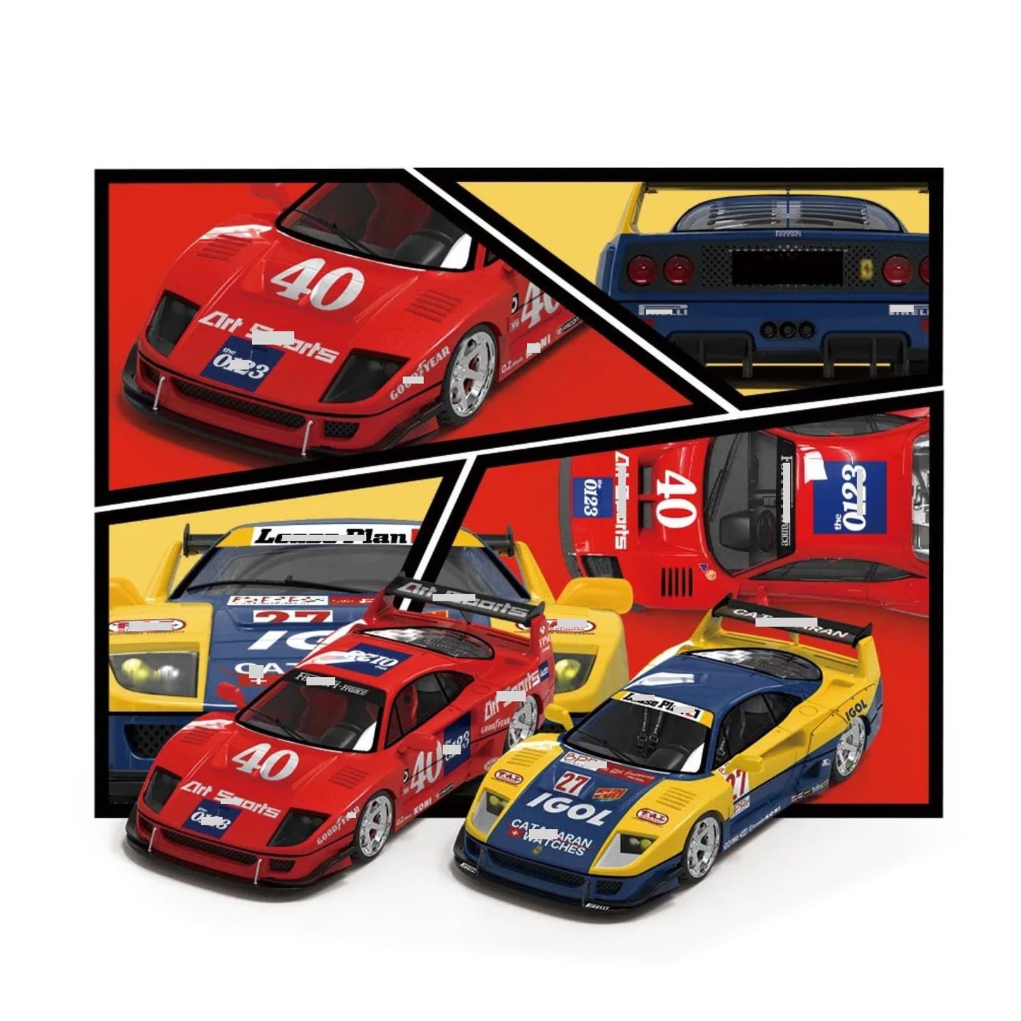 HTLNUZD 1/64 F40 Alloy Diecast Mini Sports Car Model for Ferrari F40#40 & #27 Racing Car Collectible, Ideal Custom Gift Collectors (red)