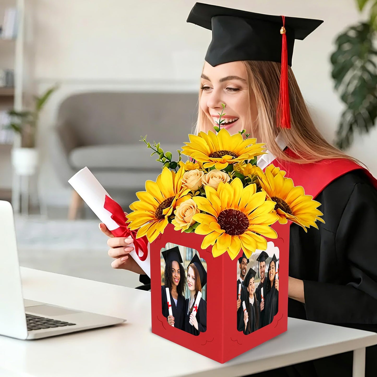 Fennoral 16 Pcs Graduation Box Centerpieces for Table 6/7 Inch Photo Display Congrats Grad Party Favor Gift College Picture Box Photo Props Frame