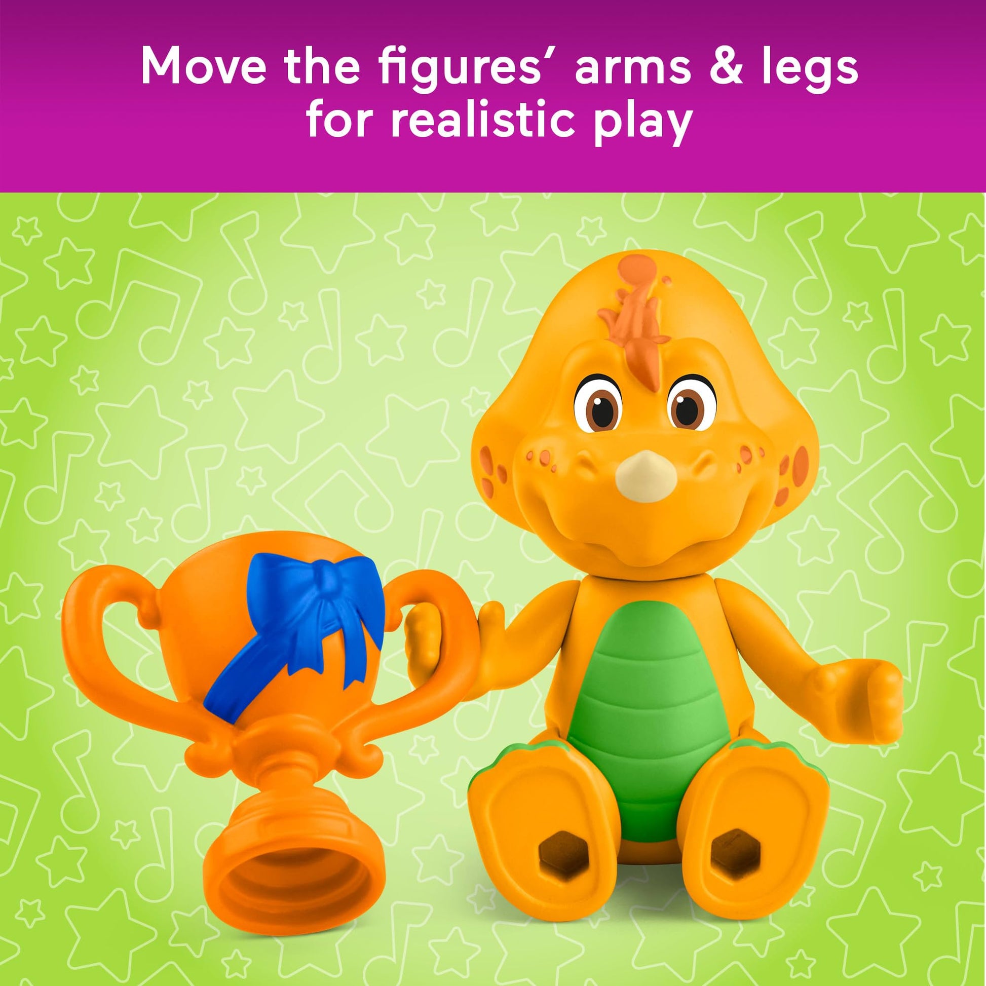 Fisher-Price Barney’s World Preschool Toy Barney’s Friend Mel & Billy Dino 3-Piece Figure Set for Pretend Play Kids Ages 3+ Years