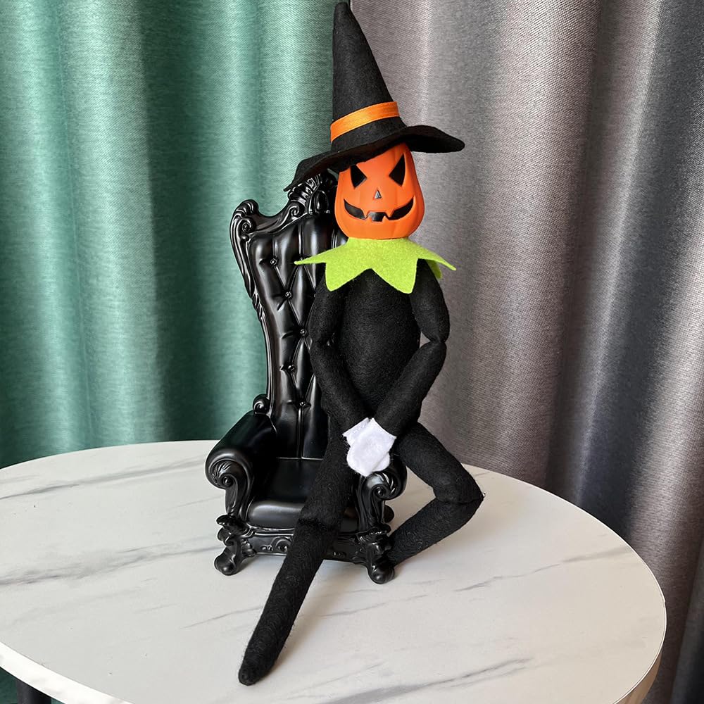 DANONI 14Inch Halloween Xmas Pumpkin Elf Doll Toys,Handmade Stuffed Halloween Xmas Pumpkin Elf Toys Ornament for Holiday Tabletop Home Decoration
