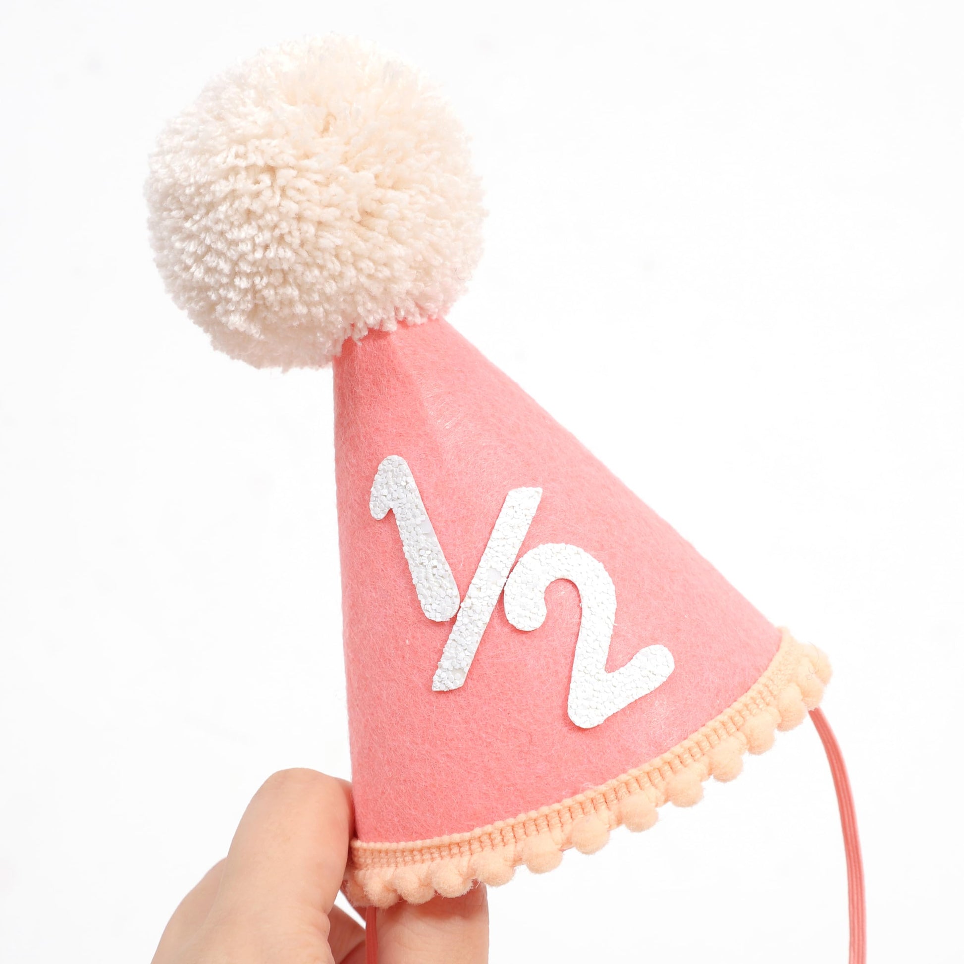 SYESQL Baby Half Birthday Cone Hat - Baby 1/2 Birthday Hat, Six Months Party Hat Outfit, Half Way to One Party Supplies (1/2 Cone Hat Pink)