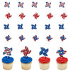 24 x Red, White, Blue Cupcake Toppers By DecoPac, Spinning Pinwheel Decorations, Patriotic Food Safe 4th July Party Decorations - 24 Pack