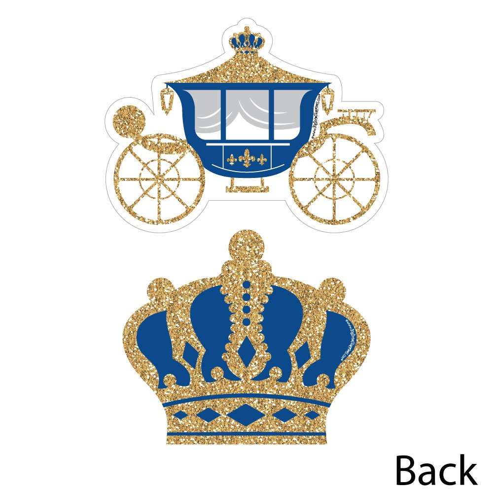 Big Dot of Happiness Royal Prince Charming - Crown & Carriage Decorations DIY Baby Shower or Birthday Party Essentials - Set of 20