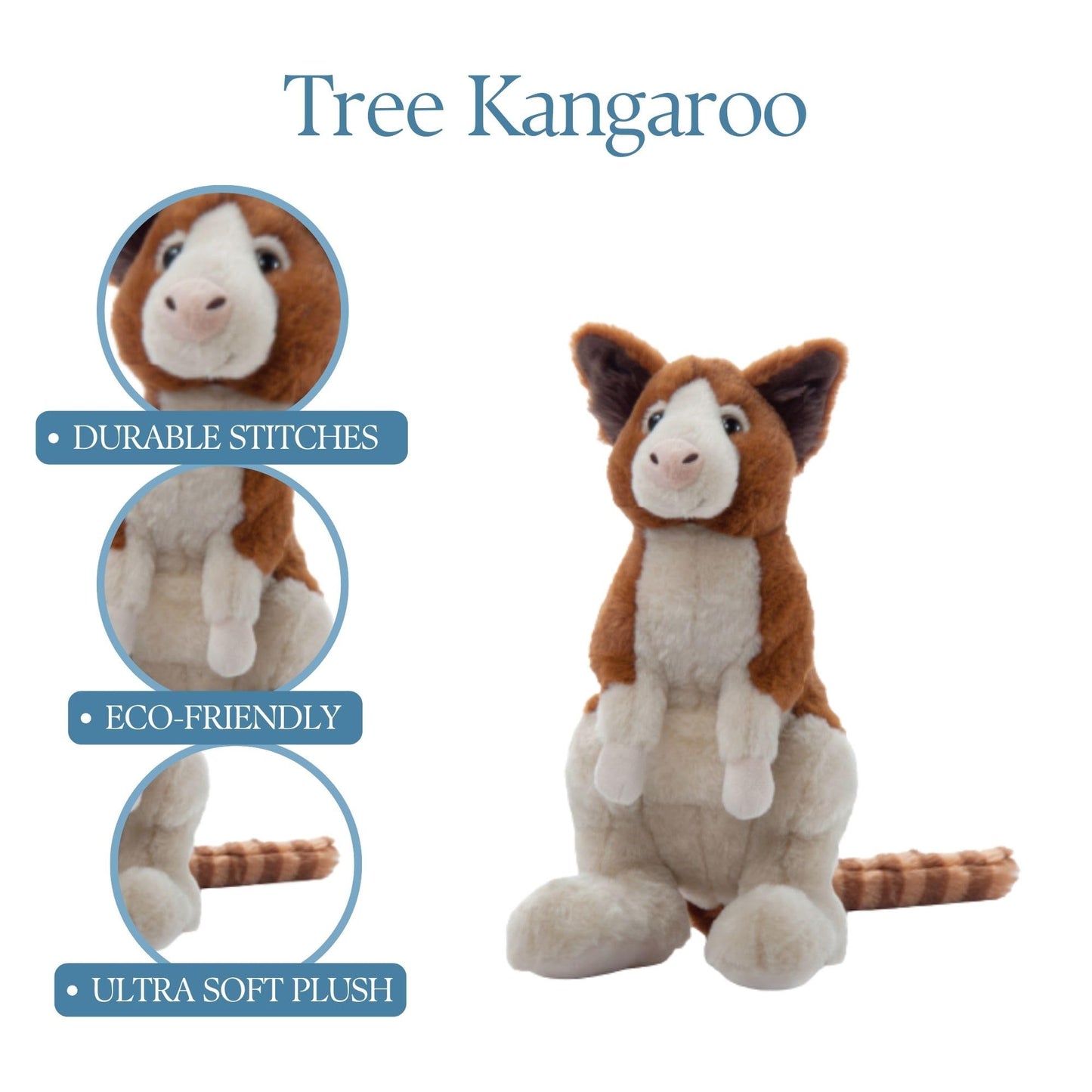 The Petting Zoo Tree Kangaroo Stuffed Animal Plushie, Gifts for Kids, Wild Onez Zoo Animals, Tree Kangaroo Plush Toy 12 inches