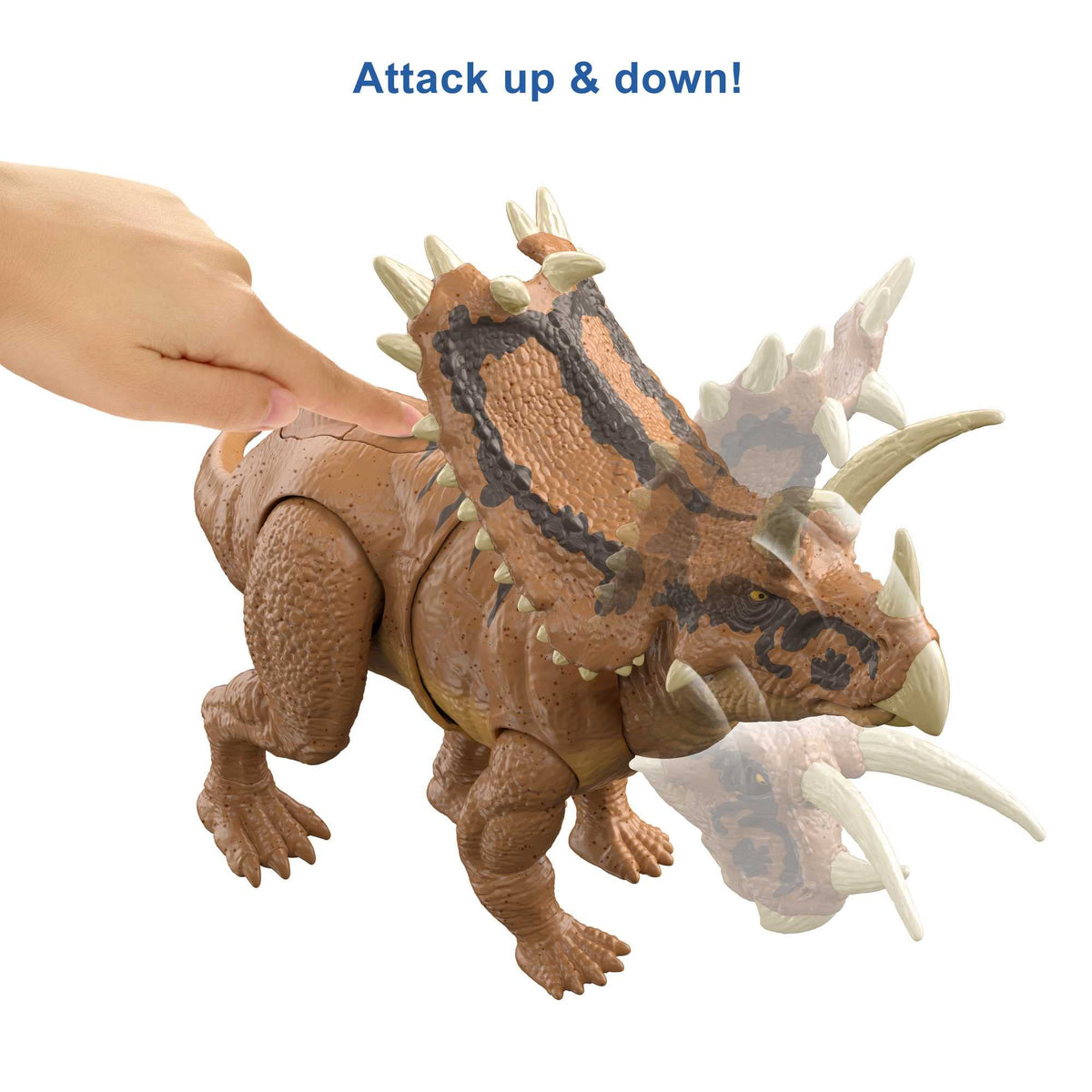 Mattel Jurassic World Mega Destroyers Dinosaur Action Figure, Pentaceratops Dino Toy with Attack Motion & Breakaway Accessory