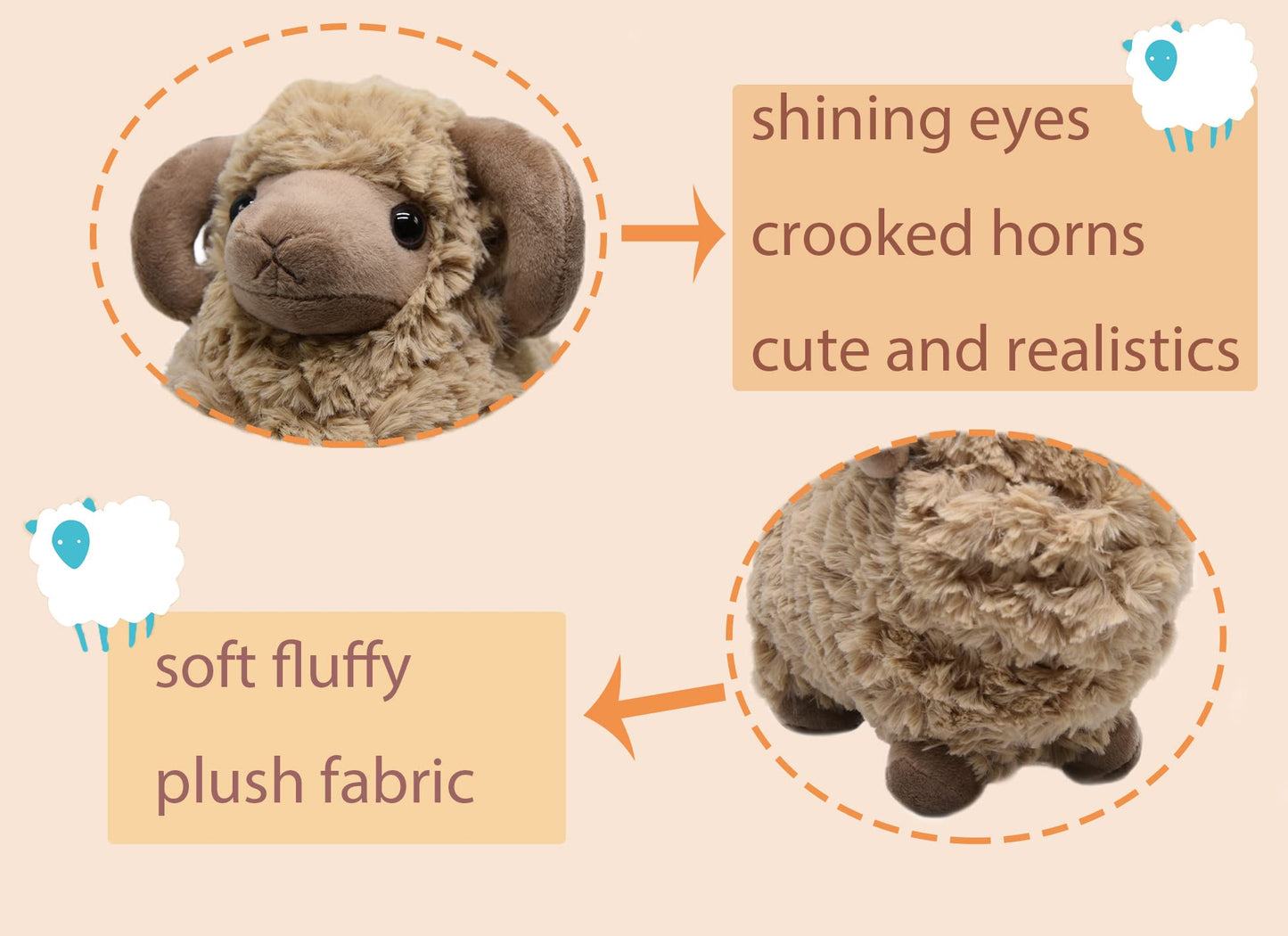 BABOLI Cuddly Sheep Stuffed Animal Adorable Fluffy Plush Sheep Toy Super Soft and Cute Lamb Doll Pretty Sweet Gifts for Kids Boys and Girls Present