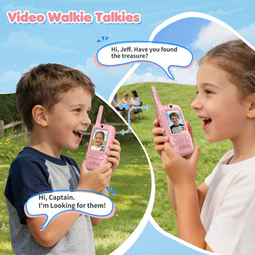 Video Walkie Talkies for Kids, 2 Pack Rechargeable Video Intercom Kids Walkie Talkies, Long Range Two Way Radio with 4 Voice Effects, Kid Indoor