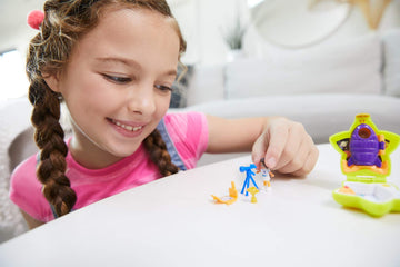 Polly Pocket Tiny Pocket Places Rockin’ Science Compact with Science-Themed Location, Micro Shani Doll, Surprise Reveals, Rocket, Volcano, Telescope
