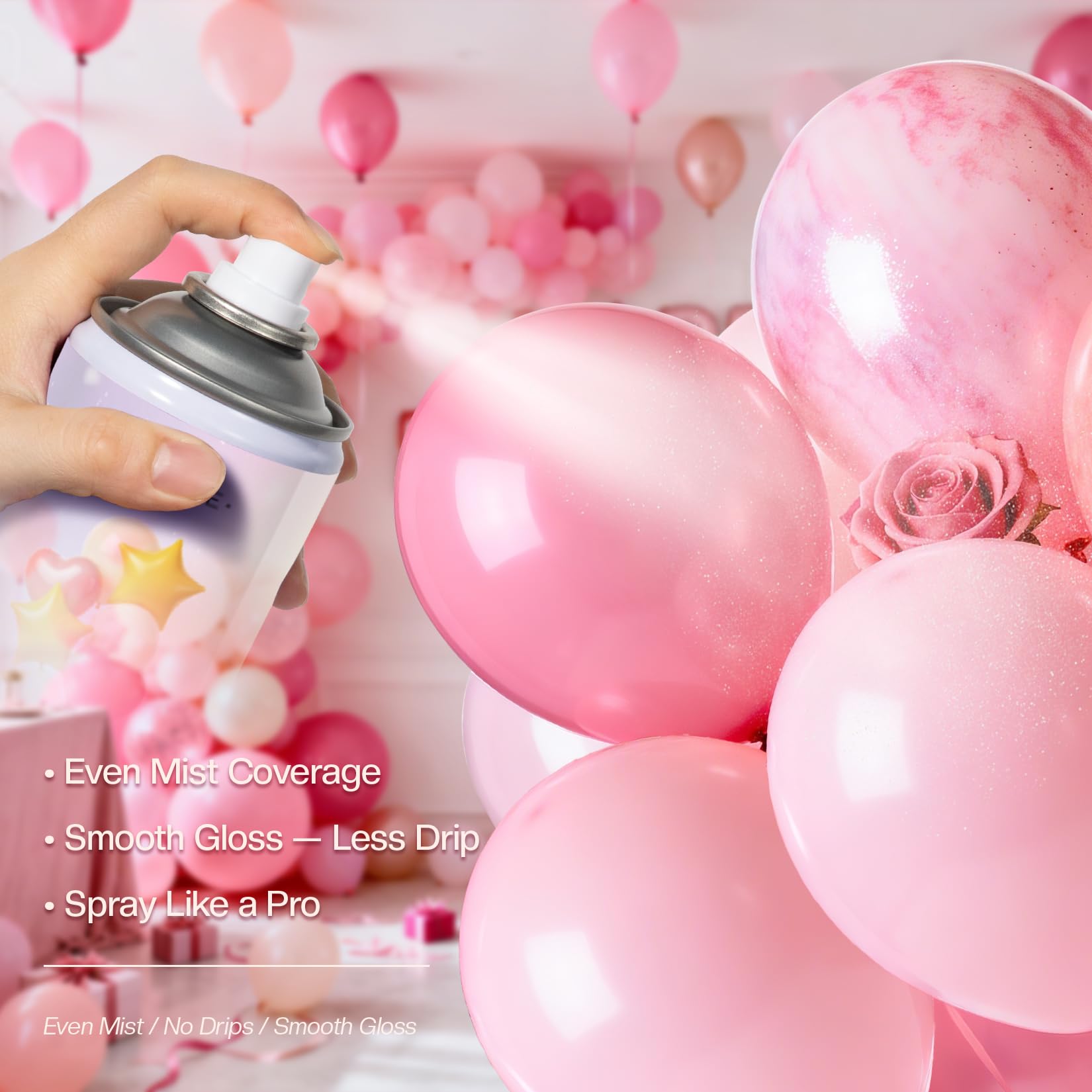 BERIOVE Balloon Shine Spray 2-Pack: Fast-Drying Non-Greasy Polish for Latex Balloons - Long Lasting High Gloss for Birthday Wedding Party Decorations