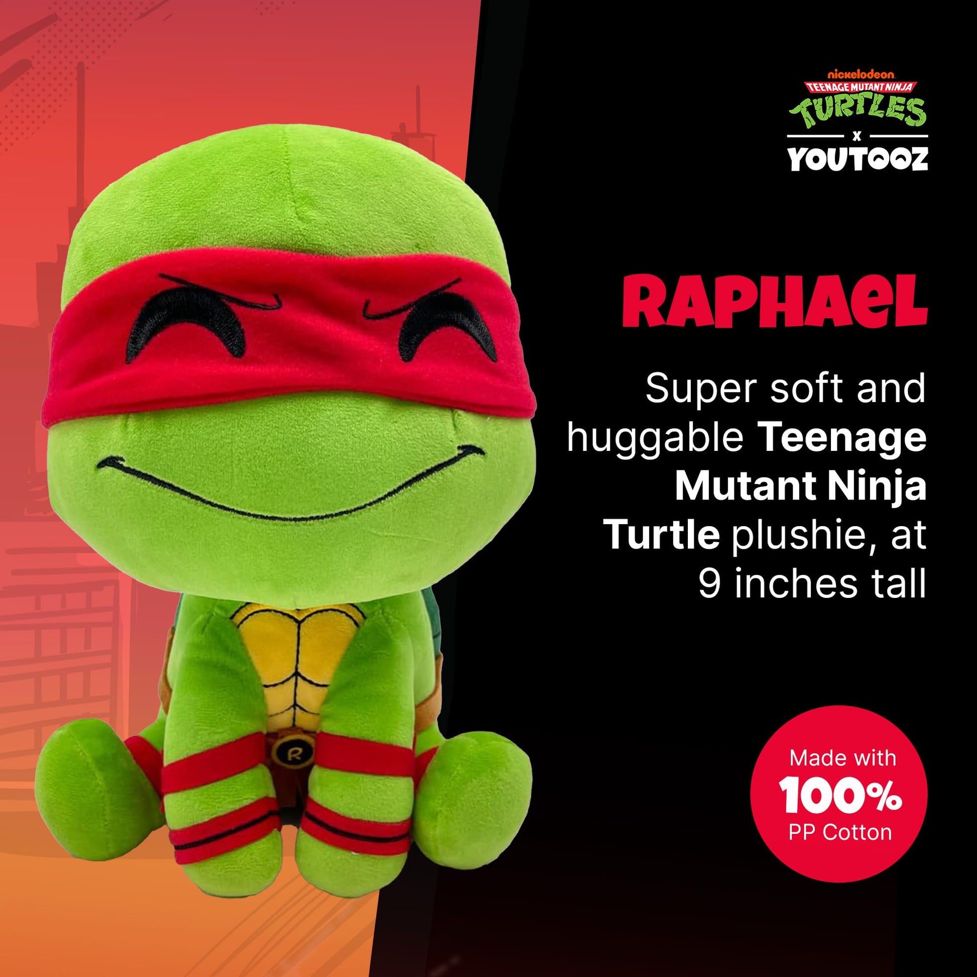 Youtooz Teenage Mutant Ninja Turtles Raphael 9" Plush, Collectible Raphael Plushie from Teenage Mutant Ninja Turtles Collection
