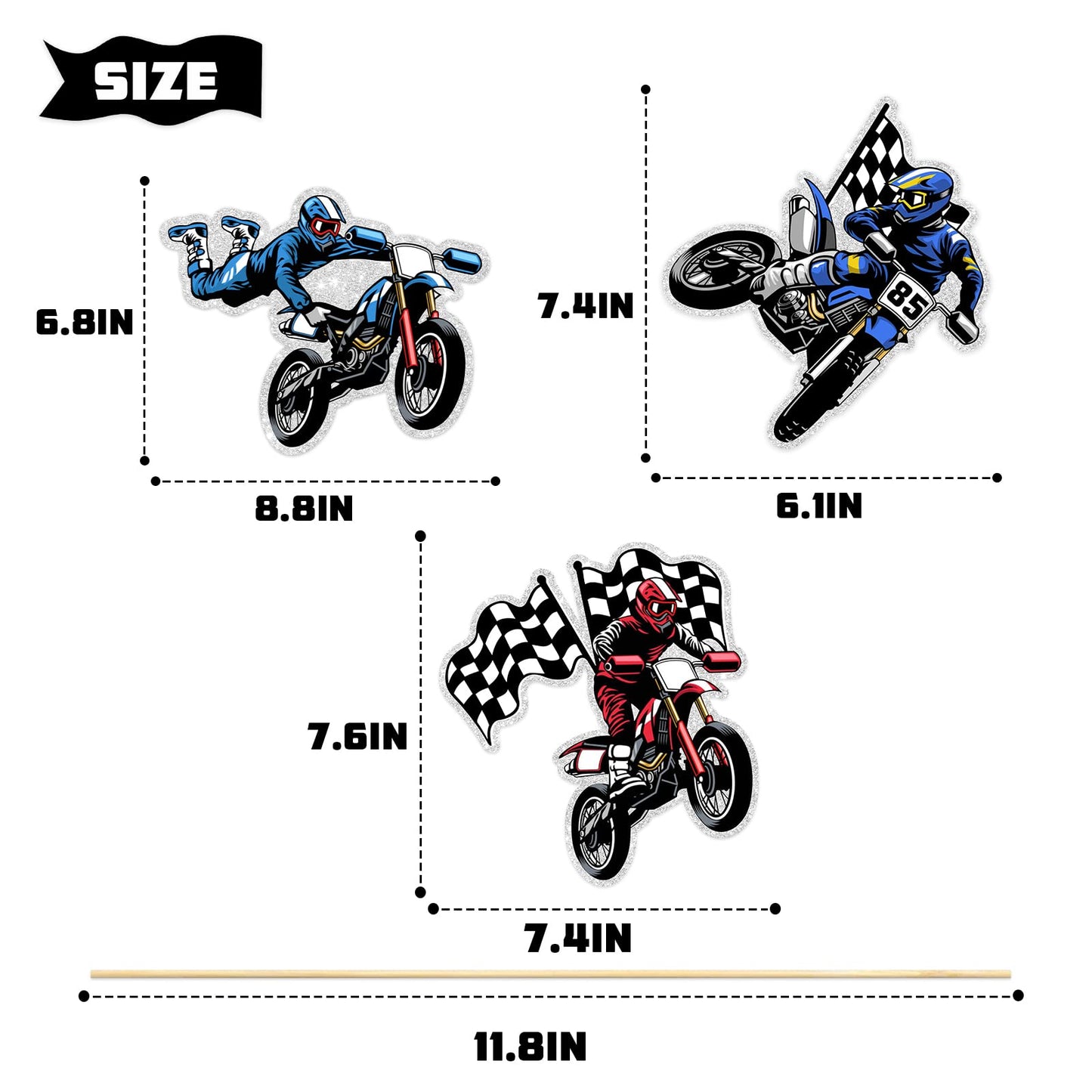 Racing Motorcycle Table Decorations - Motocross Theme Table Centerpiece - Extreme Sports Party Decorations Supplies - 15PCS