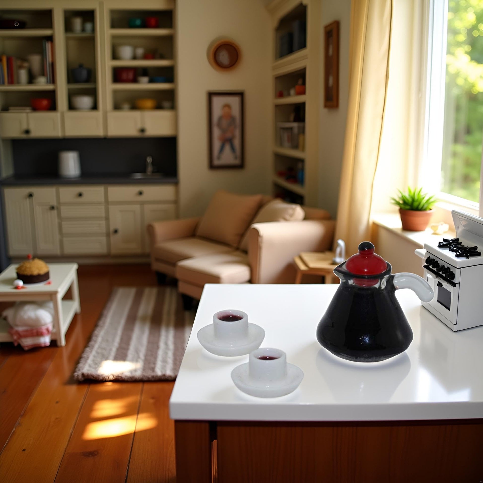 3Pcs/Set Cute Mini Coffee Pot Model Dollhouse Miniature Toy Doll Home Accessories Miniature Food Play Scene Model Small Cloth Doll House Accessories