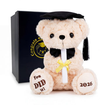 Numyawl 2026 Graduation Bear with Gift Box, 8 Inch Plush Teddy Bear for Kindergarten & Preschool Graduates, Soft Commemorative Keepsake with Cap