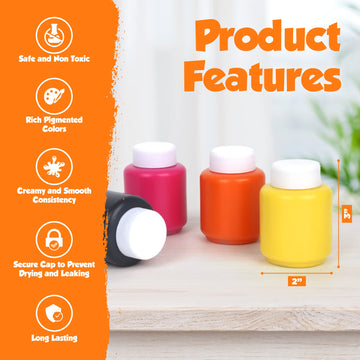 EXTRIC Washable Paint for Kids 6 PK Tempera Finger Paints 2oz Bottles