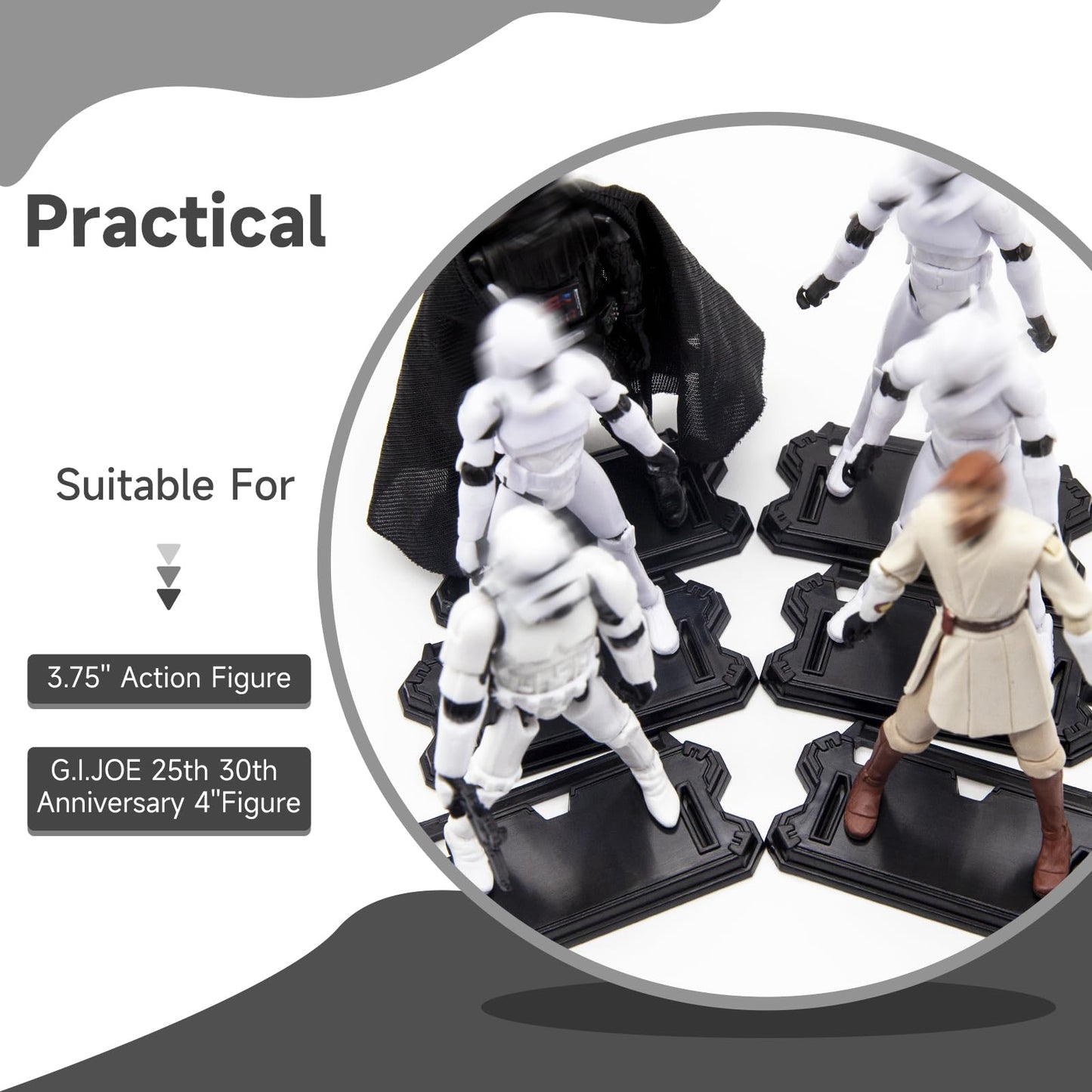 NC EBCO 30 Pieces Action Figure Display Stands Black Doll Model Support Stand for 3.75 inch Action Figures