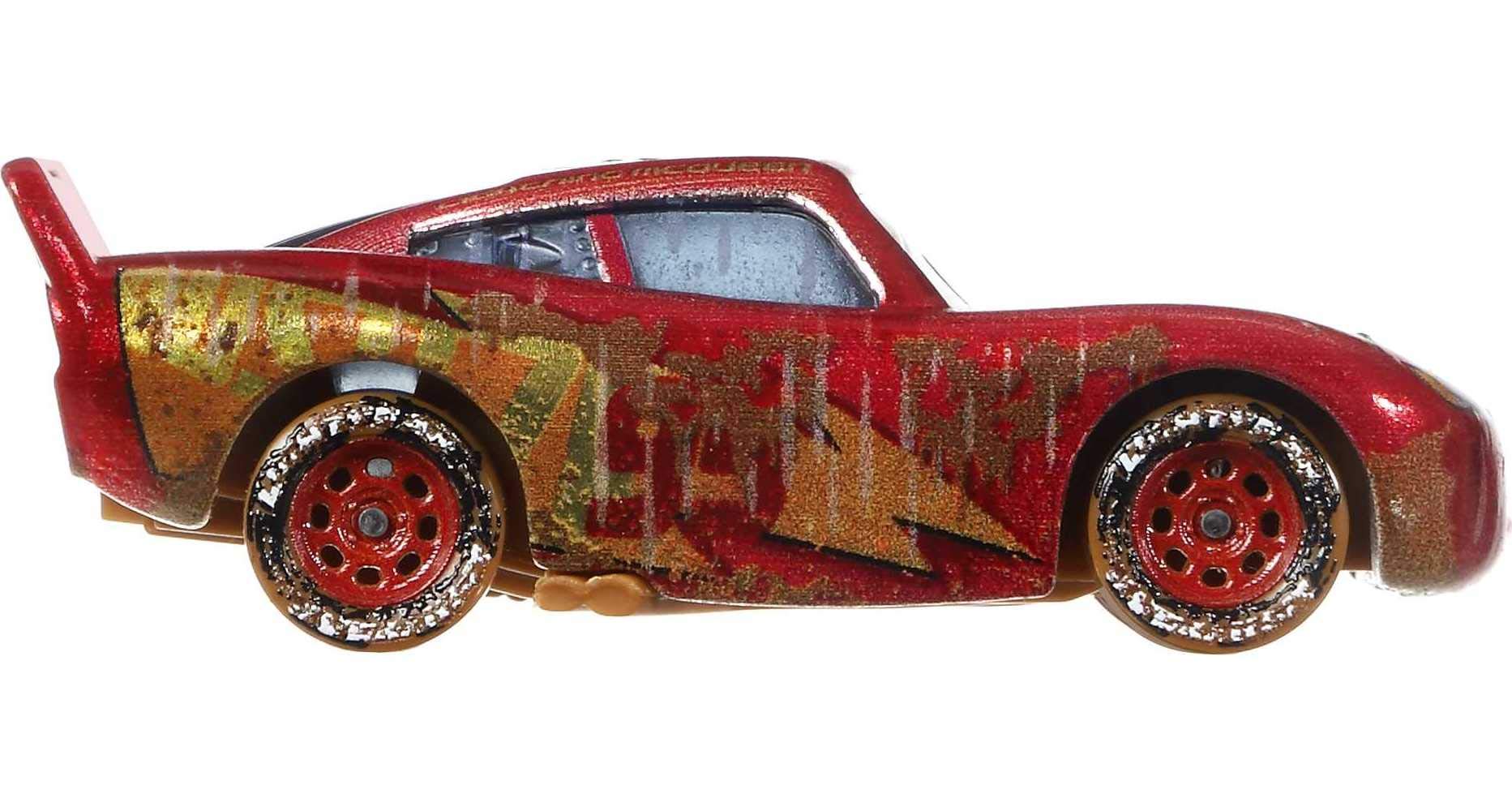Disney Cars and Pixar Cars Die-Cast Singles Muddy Rusteze Racing Center Lightning McQueen, 1:55 Scale Fan Favorite Character Vehicles, Gift for Kids