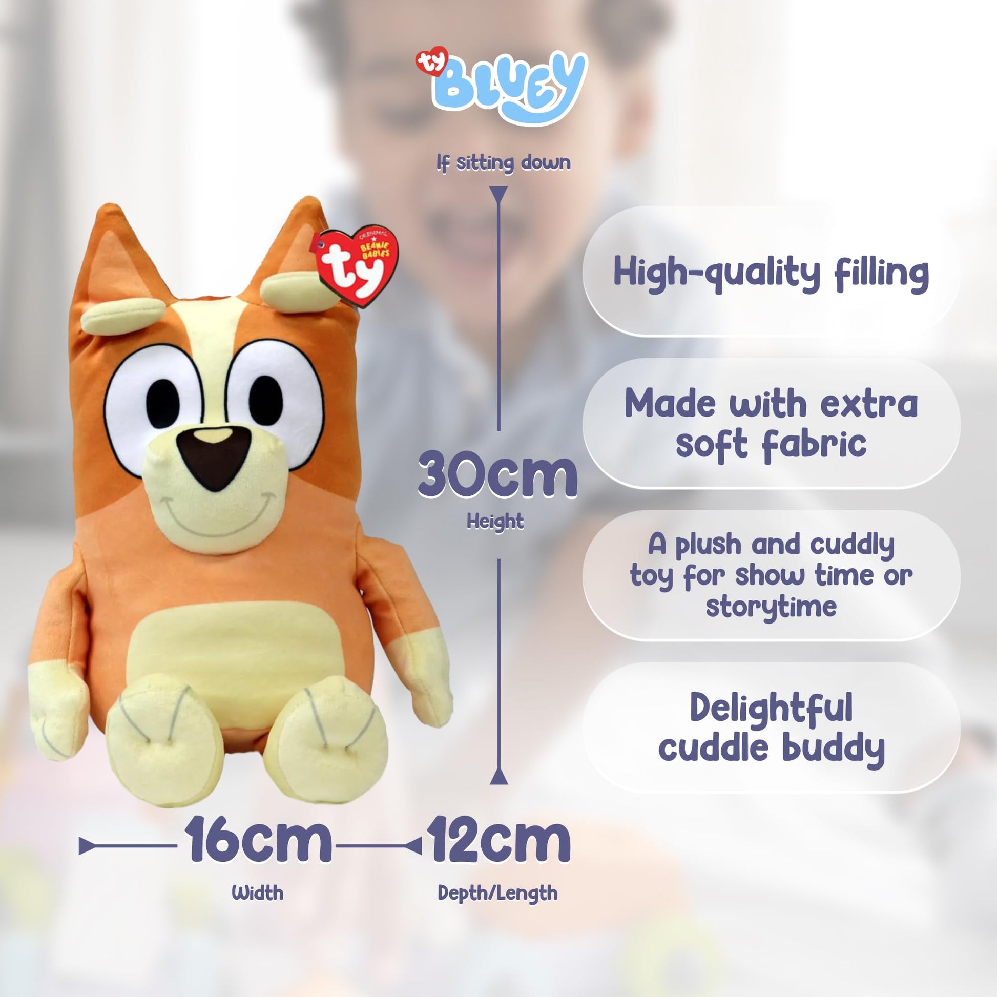 TY Bluey Bingo Beanie Medium 30cm Soft Plush Toy for Kids Collectible Play and Display